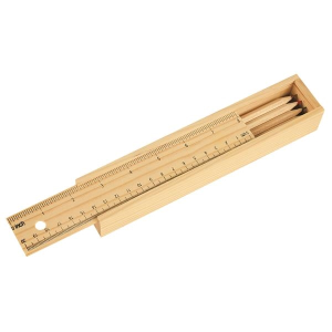 12- Piece Colored Pencil Set In Wooden Ruler Box